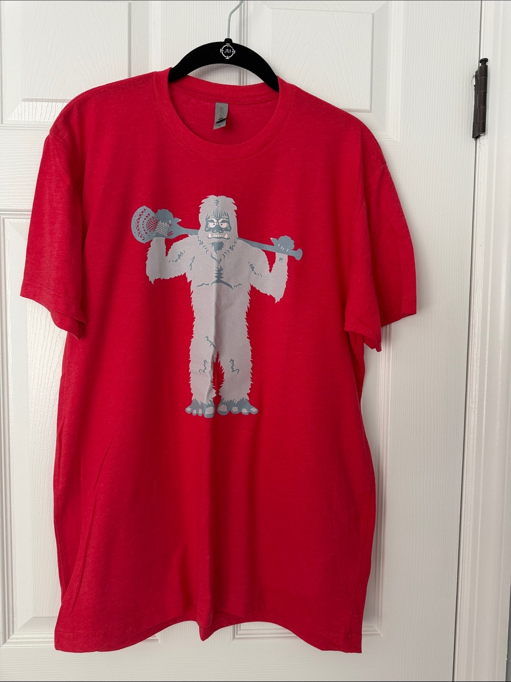 Next Level Apparel Red Short-Sleeve Tee with Gray Yeti Graphic